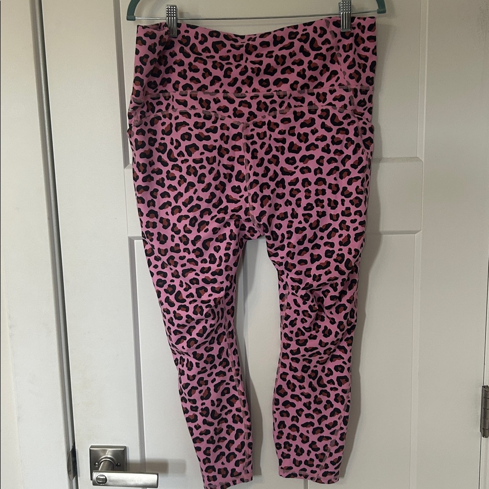 Fabletics Pink Leopard Print Capris - image 5